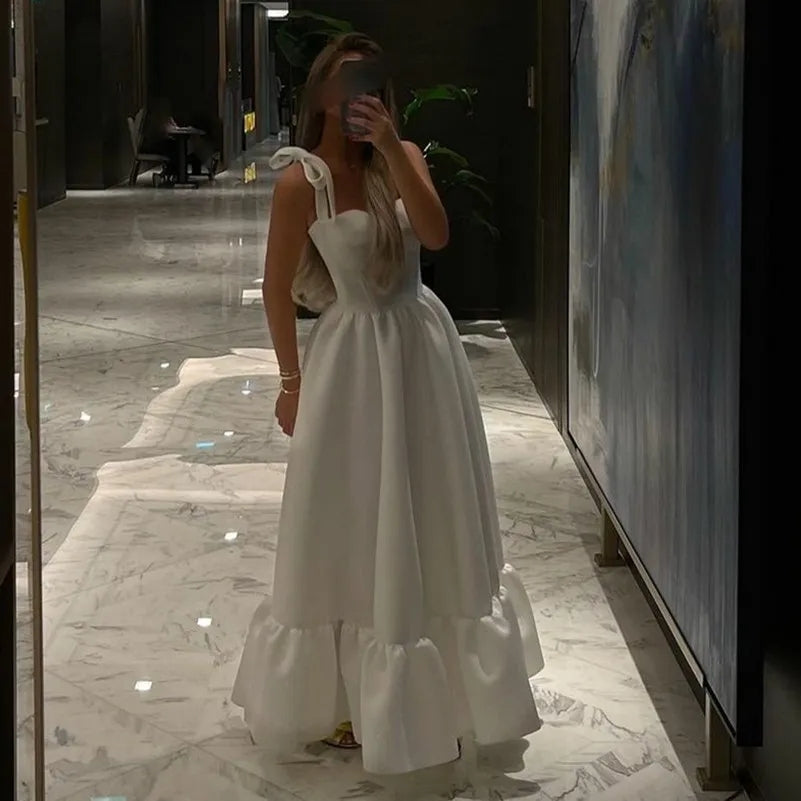 Long Satin Sweetheart Evening Dresses With Pockets A-Line إفننغ دريسس Ankle Length Prom Formal Dress for Women