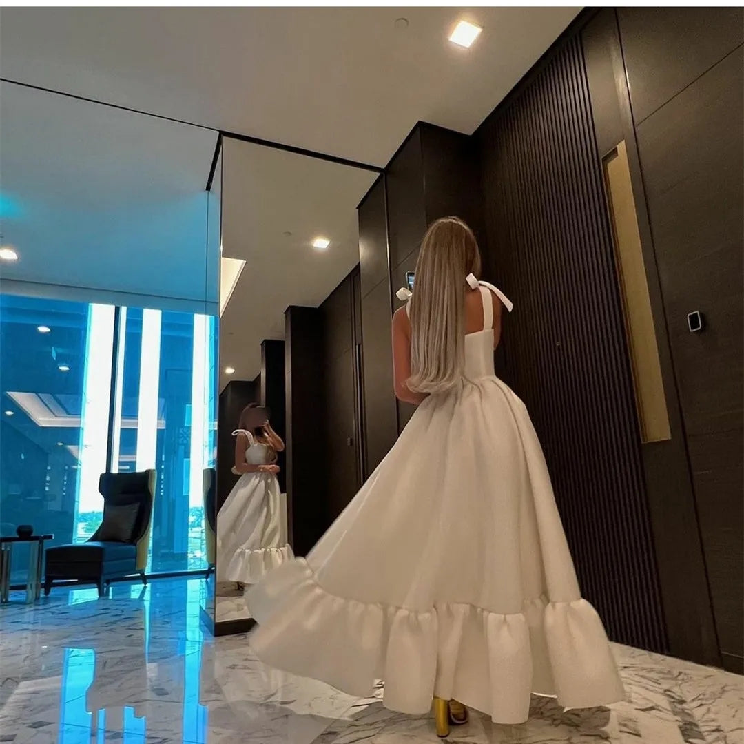 Long Satin Sweetheart Evening Dresses With Pockets A-Line إفننغ دريسس Ankle Length Prom Formal Dress for Women