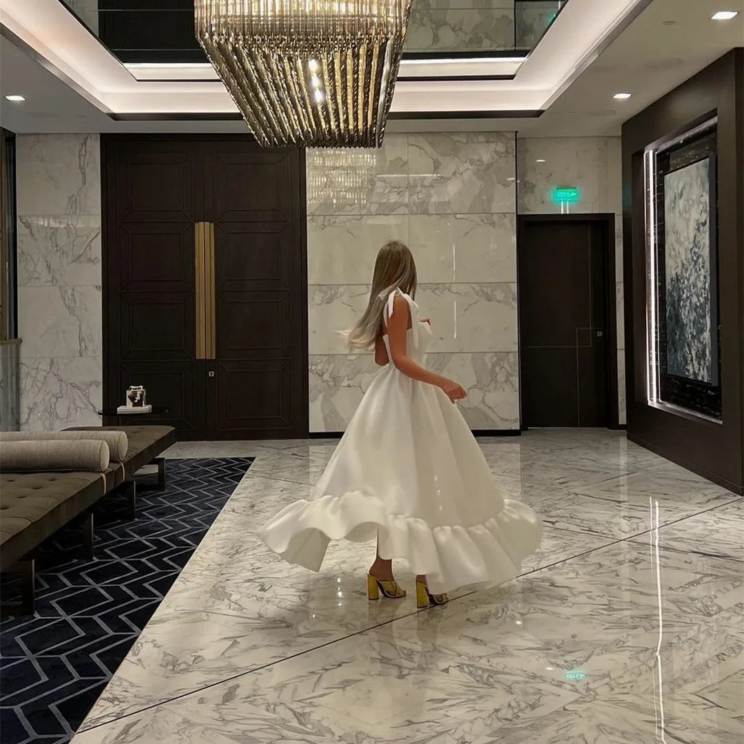 Long Satin Sweetheart Evening Dresses With Pockets A-Line إفننغ دريسس Ankle Length Prom Formal Dress for Women
