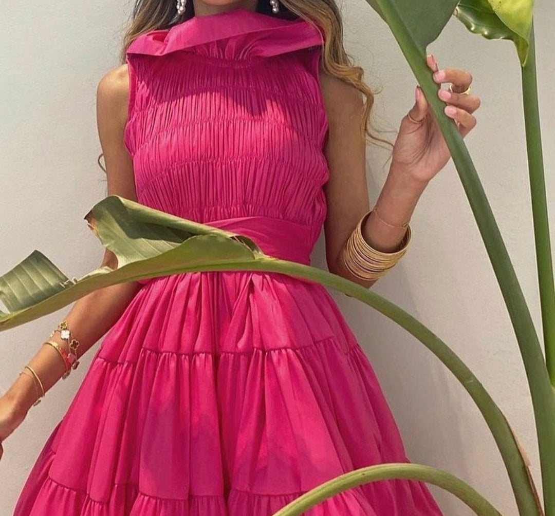 Vintage Short Rose Red Muslim Taffeta Evening Dresses فساتين السهرة A-Line Pleat Tea Length Ziper Back Robe de soirée for Women