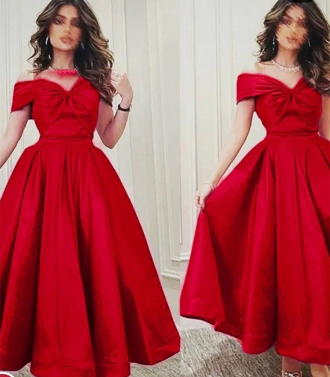 Elegant Short Off Shoulder Taffeta Evening Dresses With Pockets A-Line Pleated Ankle Length Ramadan Prom Dresses for Women
