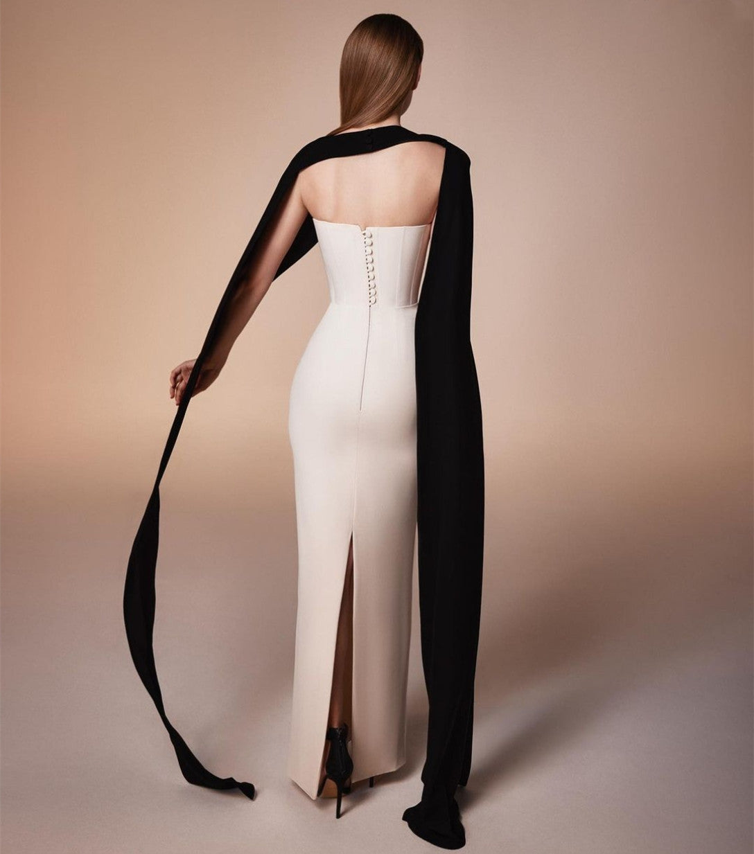 Elegant Long Crepe Evening Dresses With Wrap Mermaid Floor Length Ramadan Dresses for Women