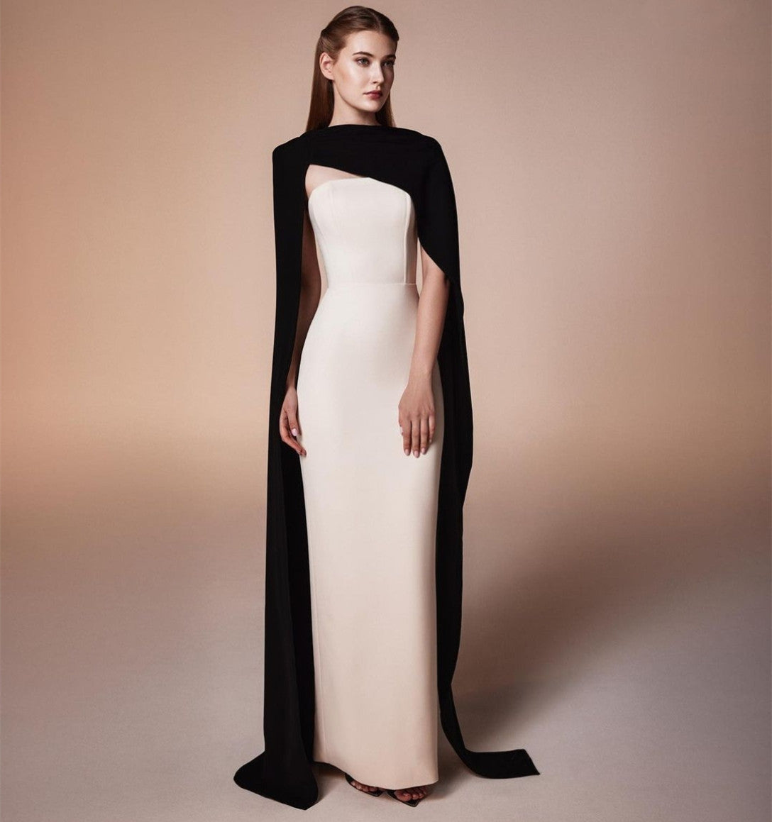 Elegant Long Crepe Evening Dresses With Wrap Mermaid Floor Length Ramadan Dresses for Women