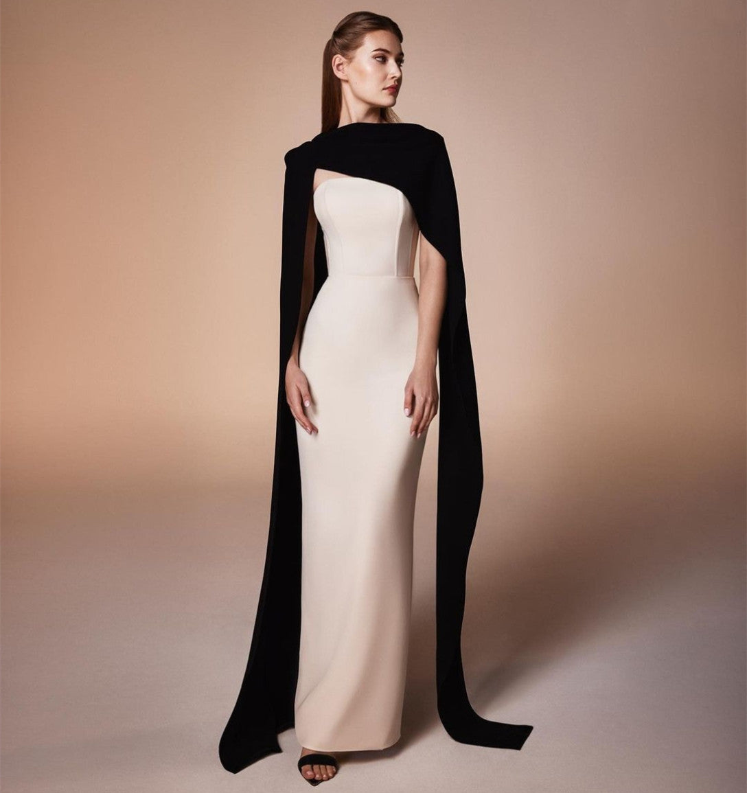 Elegant Long Crepe Evening Dresses With Wrap Mermaid Floor Length Ramadan Dresses for Women