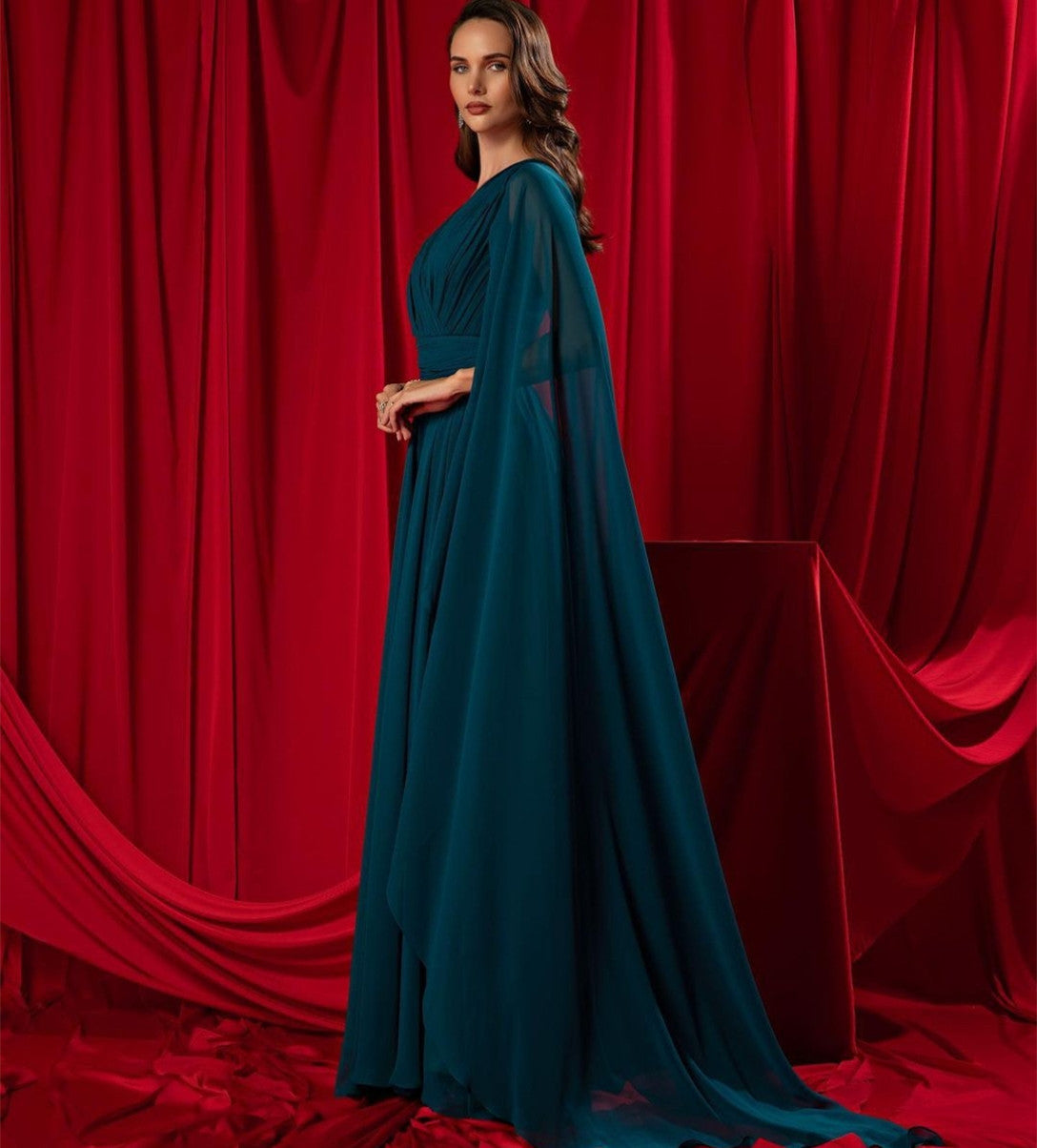 Sheath V-Neck Evening Dresses Long فساتين سهرة Chiffon Formal Party Dress Floor Length for Women