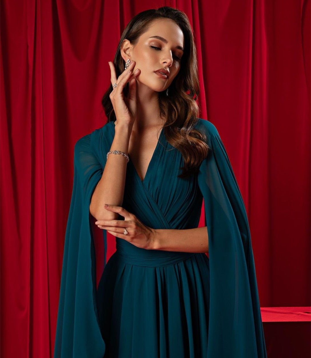Sheath V-Neck Evening Dresses Long فساتين سهرة Chiffon Formal Party Dress Floor Length for Women