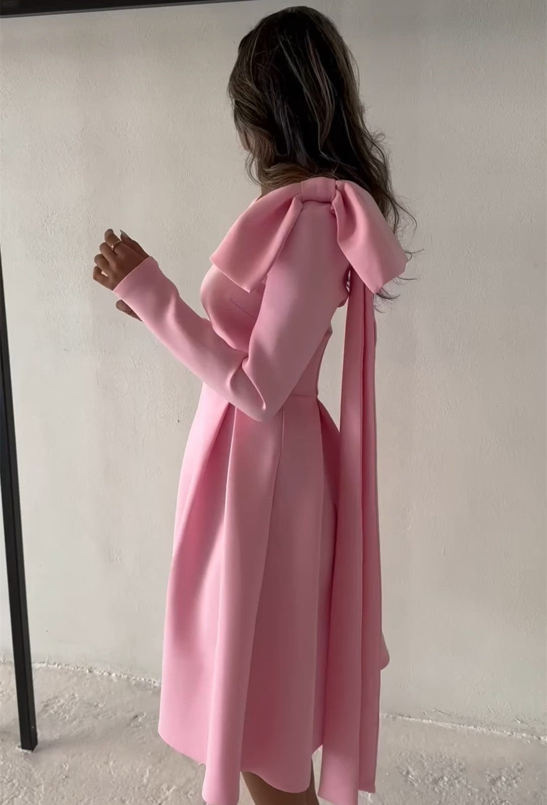 Classy Short Asymmetrical Neck Pink Evening Dresses A-Line Tea Length فساتين سهرة Muslim Party Dress for Women