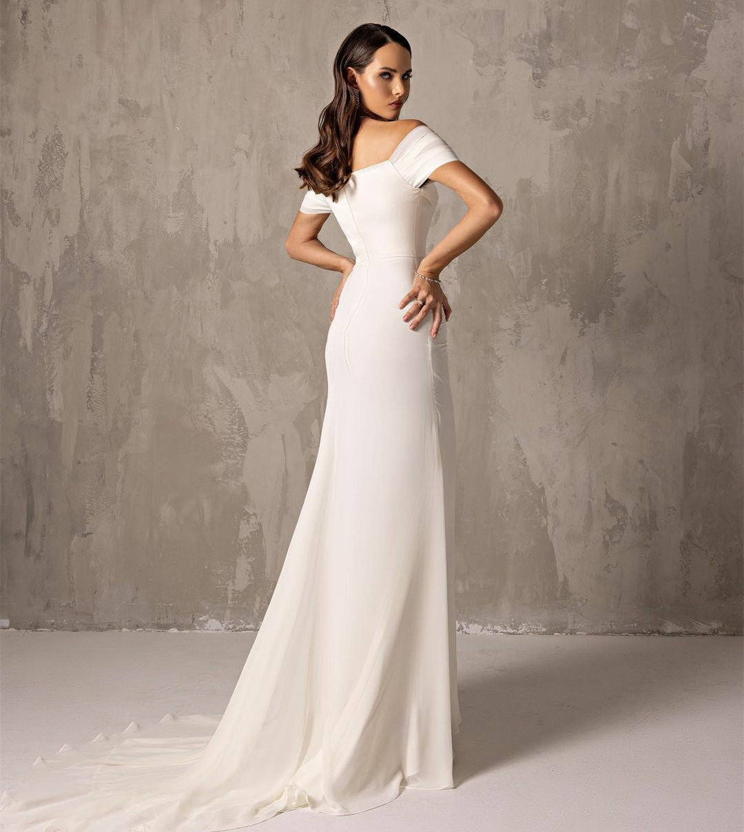 Elegant Long Ivory Evening Dresses فساتين سهرة Sheath Off Shoulder Floor Length Formal Party Dress for Women