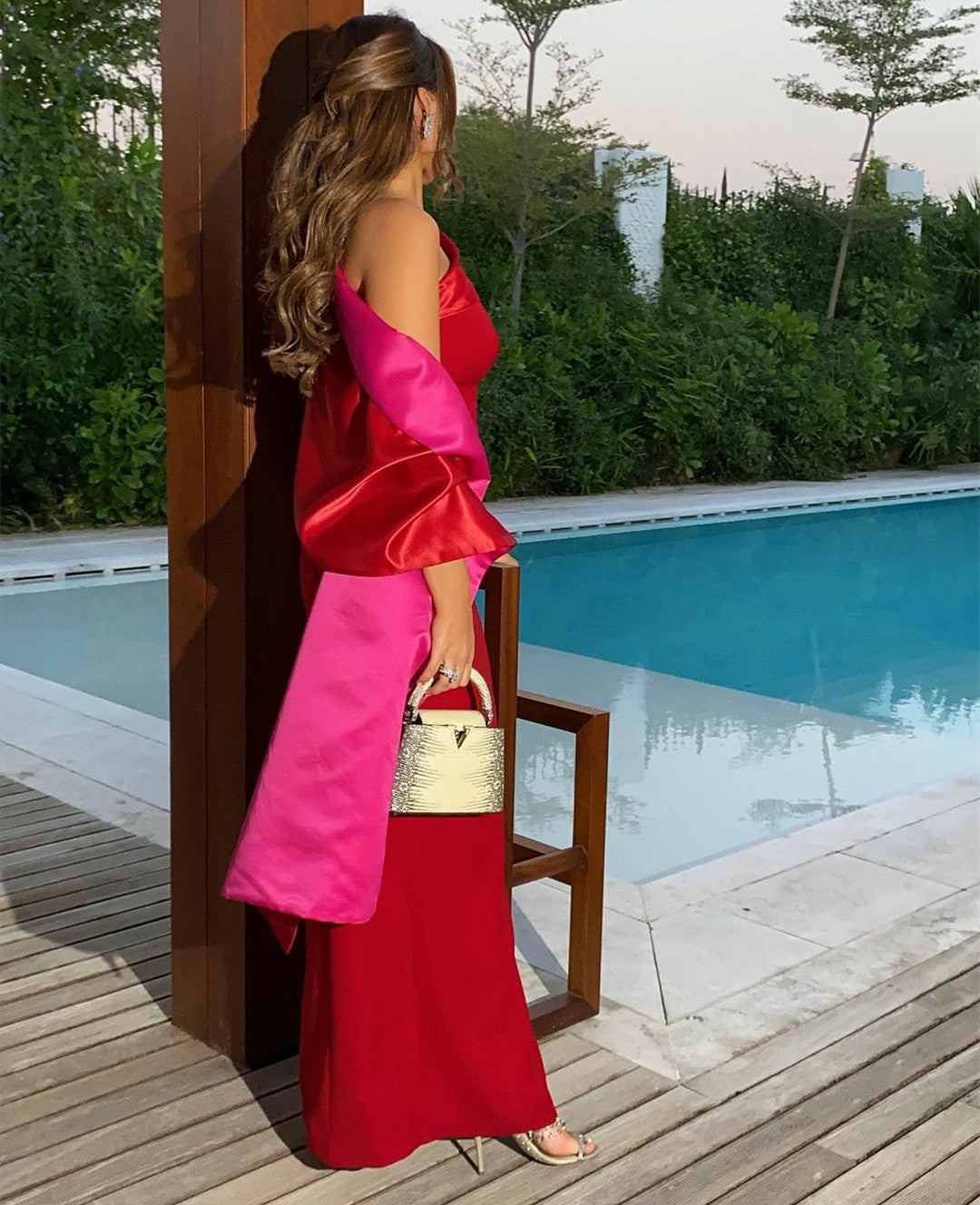 Elegant Short Red Crepe Evening Dresses With Slit Sheath One Shoulder Floor Length فساتين السهرة Ramadan Eid Dresses