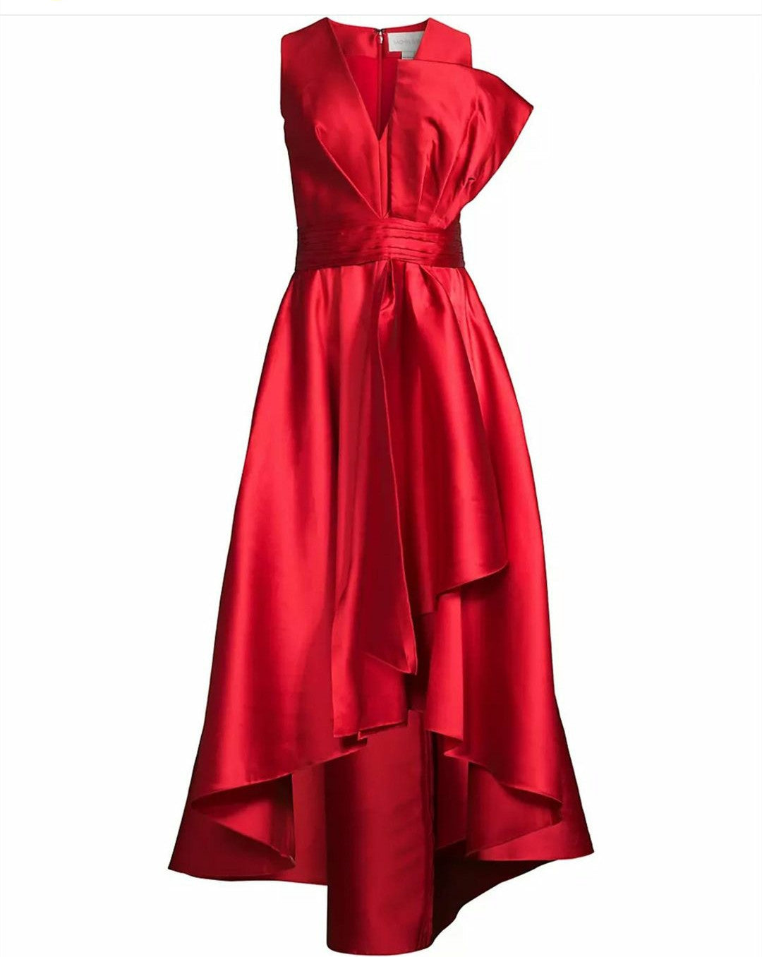 Hi-Lo Satin Red Mother of the Brides/Groom Dresses A-Line Pleated فساتين سهرة Muslim Party Dress for Women