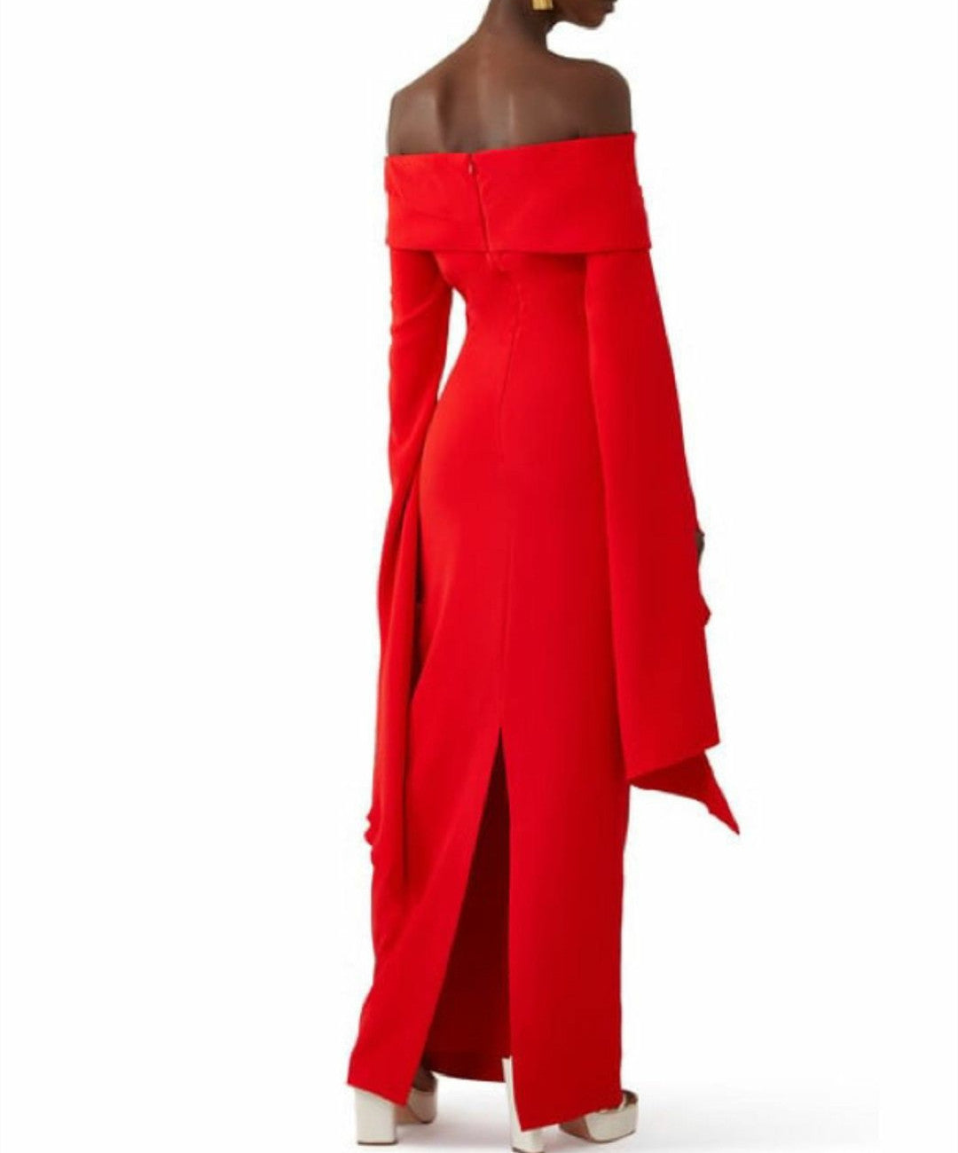 Classy Long Sleeve Red Crepe Evening Dresses with Slit Sheath Ankle Length فساتين سهرة Wedding Guest Dress for Women