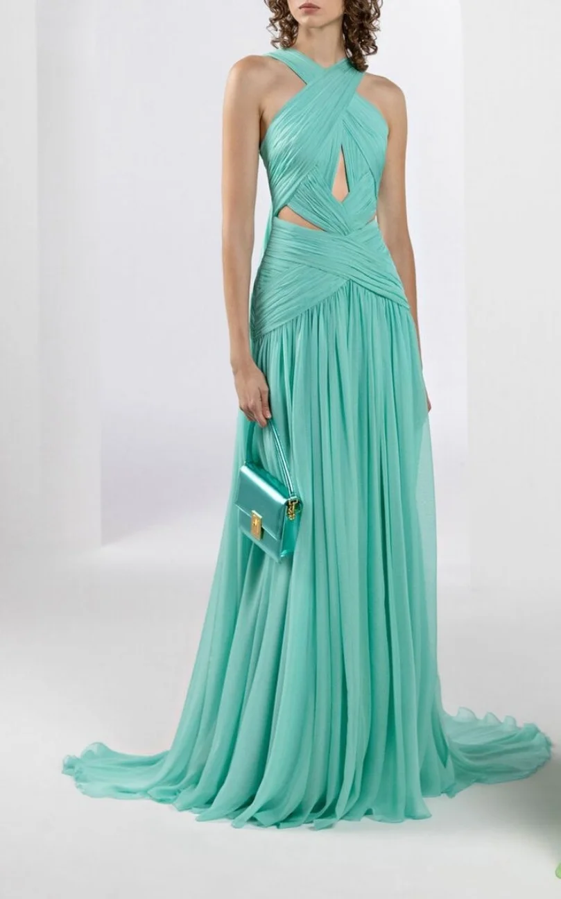 Elegant Long Strapless Chiffon Evening Dresses with Slit/Cape A-Line Pleated Floor Length فساتين سهرة Wedding Guest Dress for Women