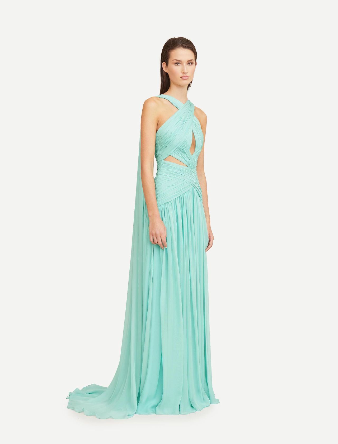 Elegant Long Strapless Chiffon Evening Dresses with Slit/Cape A-Line Pleated Floor Length فساتين سهرة Wedding Guest Dress for Women