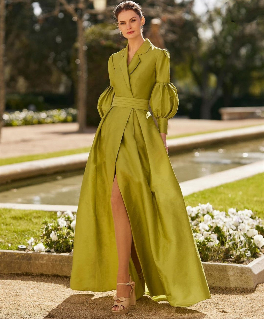 A-Line Taffeta V-Neck Evening Dresses Long فساتين سهرة Elegant Formal – Lavida Beauty