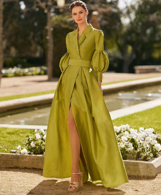 A-Line Taffeta V-Neck Evening Dresses Long فساتين سهرة Elegant Formal Party Dress with Pockets for Women
