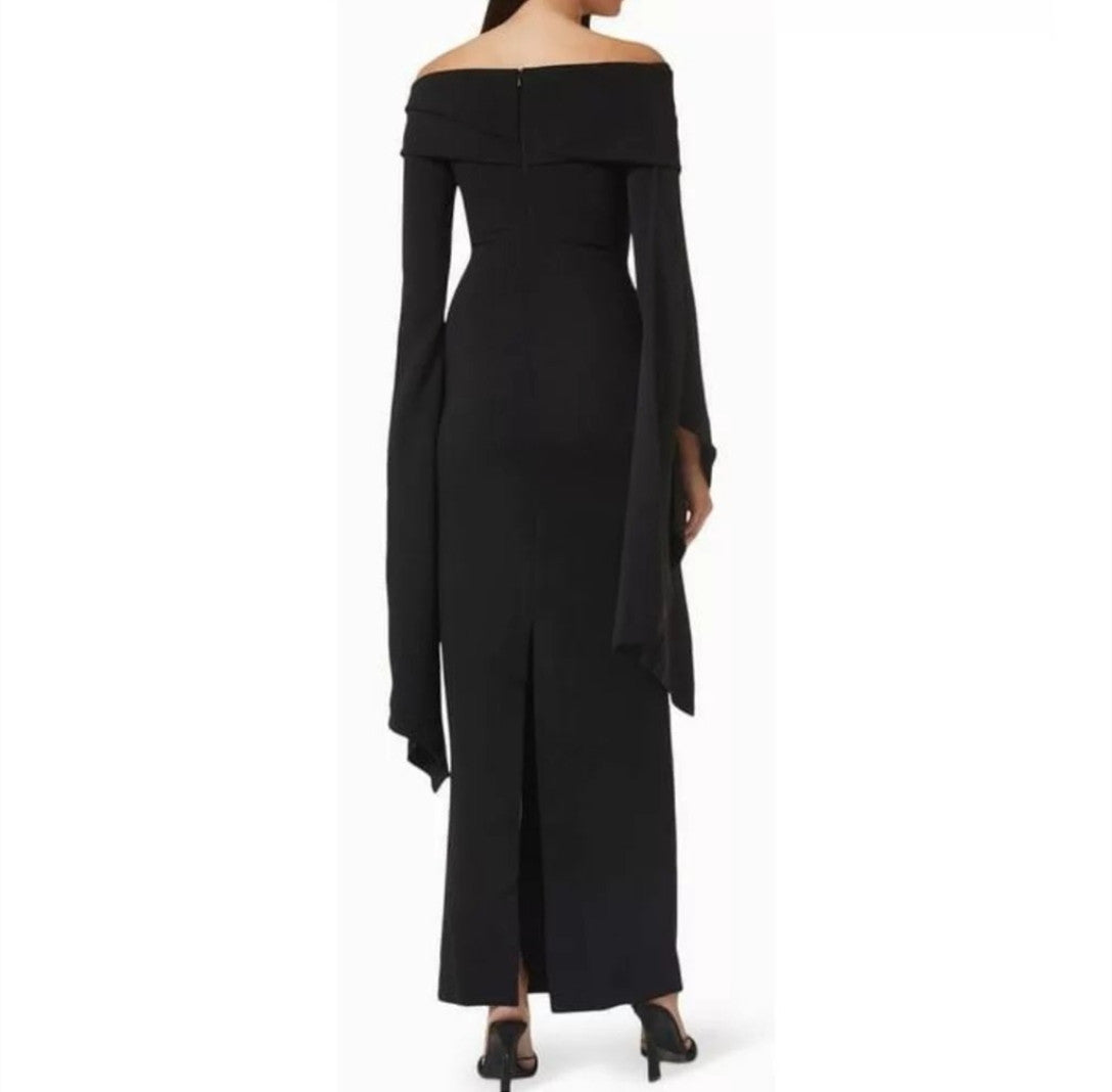 Classy Short Black Crepe Evening Dresses With Slit Sheath Bateau Neck Pleated Ankle Length فساتين السهرة Ramadan Eid Dresses